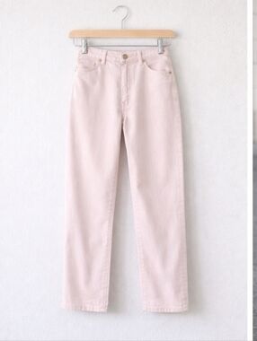 Pink High Rise Jeans Pastel Straight Leg Minimalist Spring Denim Size 8
